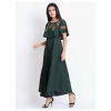 Generic Women's Crepe Embroidery Pattern Sleeveless Full Length Gown(Green)