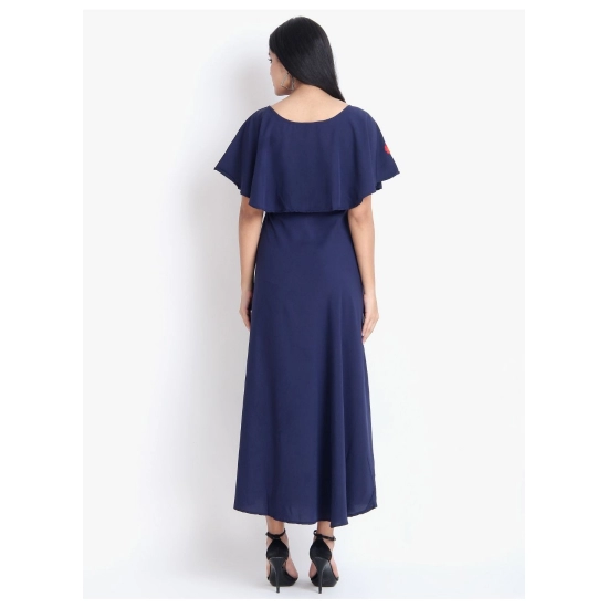 Generic Women's Crepe Embroidery Pattern Sleeveless Full Length Gown(Dark Blue) Generic Women's Crepe Embroidery Pattern Sleeveless Full Length Gown(Dark Blue)