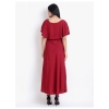Generic Women's Crepe Embroidery Pattern Sleeveless Full Length Gown(Red)