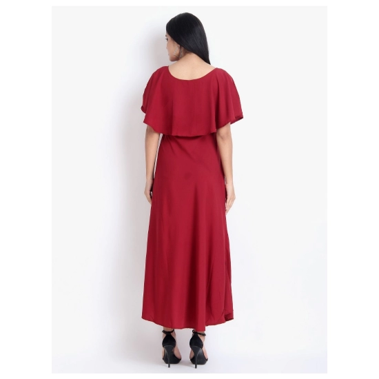 Generic Women's Crepe Embroidery Pattern Sleeveless Full Length Gown(Red)