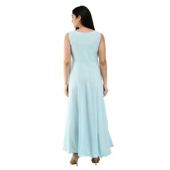 Generic Women's Crepe Solid Sleeveless Full Length Gown(Light Blue) Generic Women's Crepe Solid Sleeveless Full Length Gown(Light Blue)