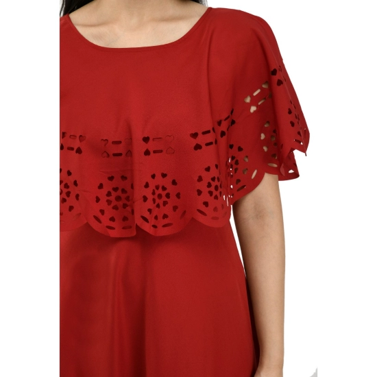Generic Women's Crepe Solid Sleeveless Full Length Gown(Red) Generic Women's Crepe Solid Sleeveless Full Length Gown(Red)
