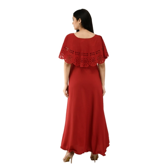 Generic Women's Crepe Solid Sleeveless Full Length Gown(Red) Generic Women's Crepe Solid Sleeveless Full Length Gown(Red)