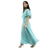 Generic Women's Crepe Solid Sleeveless Full Length Gown(Light Blue)