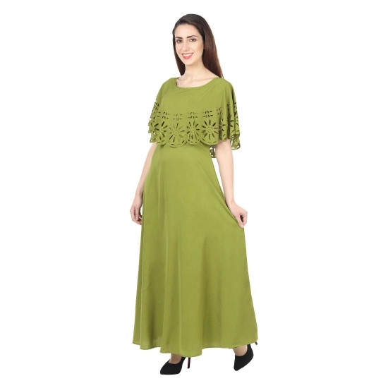 Generic Women's Crepe Solid Sleeveless Full Length Gown(Green)