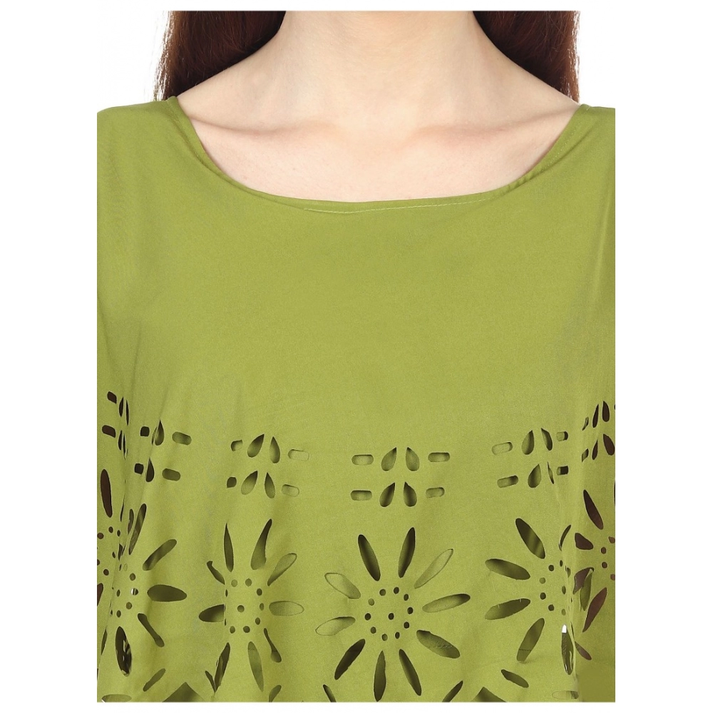 Generic Women's Crepe Solid Sleeveless Full Length Gown(Green) Generic Women's Crepe Solid Sleeveless Full Length Gown(Green)