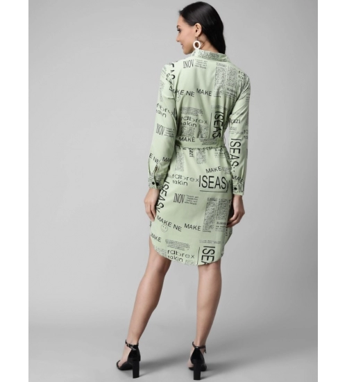 Generic Women's Crepe Paper Print Full Sleeve Short Tops(Lime Green) Generic Women's Crepe Paper Print Full Sleeve Short Tops(Lime Green)