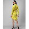 Generic Women's Crepe Paper Print Full Sleeve Short Tops(Yellow)