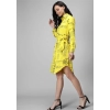 Generic Women's Crepe Paper Print Full Sleeve Short Tops(Yellow)