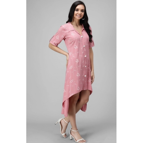Generic Women's Rayon Printed Half Sleeve Short Tops(Pink) Generic Women's Rayon Printed Half Sleeve Short Tops(Pink)