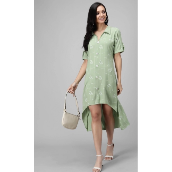 Generic Women's Rayon Printed Half Sleeve Short Tops(Lime Green)