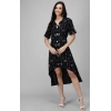 Generic Women's Rayon Printed Half Sleeve Short Tops(Black)