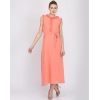 Generic Women's Georgette Solid Sleeveless Full Length Gown(Peach)