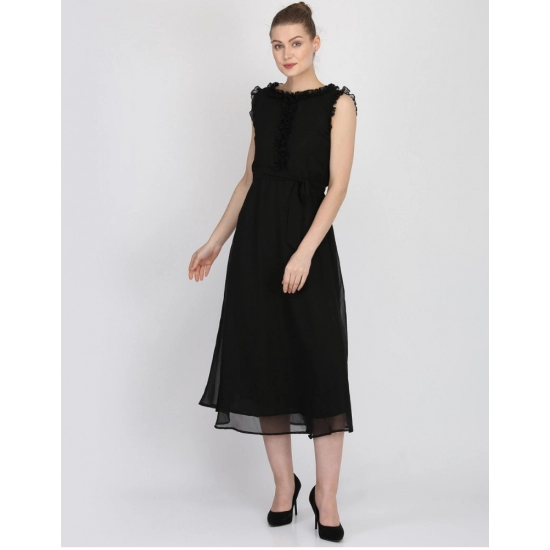 Generic Women's Georgette Solid Sleeveless Full Length Gown(Black) Generic Women's Georgette Solid Sleeveless Full Length Gown(Black)