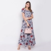 Generic Women's Crepe Floral Sleeveless Full Length Gown(Grey)