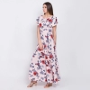 Generic Women's Crepe Floral Sleeveless Full Length Gown(Peach)