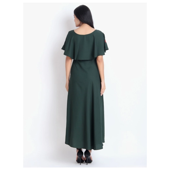 Generic Women's Crepe Embroidery Pattern Sleeveless Full Length Gown(Green)