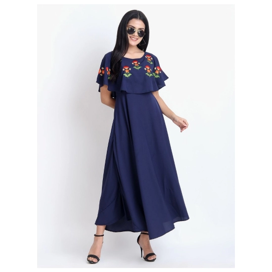 Generic Women's Crepe Embroidery Pattern Sleeveless Full Length Gown(Dark Blue) Generic Women's Crepe Embroidery Pattern Sleeveless Full Length Gown(Dark Blue)