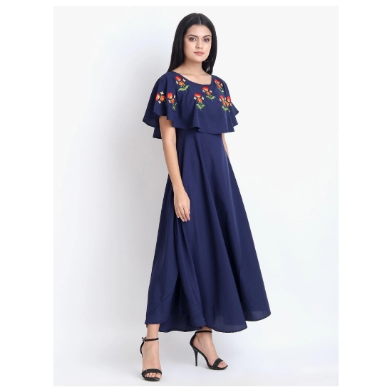 Generic Women's Crepe Embroidery Pattern Sleeveless Full Length Gown(Dark Blue) Generic Women's Crepe Embroidery Pattern Sleeveless Full Length Gown(Dark Blue)