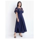 Generic Women's Crepe Embroidery Pattern Sleeveless Full Length Gown(Dark Blue) Generic Women's Crepe Embroidery Pattern Sleeveless Full Length Gown(Dark Blue)