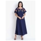 Generic Women's Crepe Embroidery Pattern Sleeveless Full Length Gown(Dark Blue) Generic Women's Crepe Embroidery Pattern Sleeveless Full Length Gown(Dark Blue)