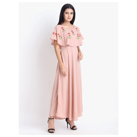 Generic Women's Crepe Embroidery Pattern Sleeveless Full Length Gown(Pink) Generic Women's Crepe Embroidery Pattern Sleeveless Full Length Gown(Pink)