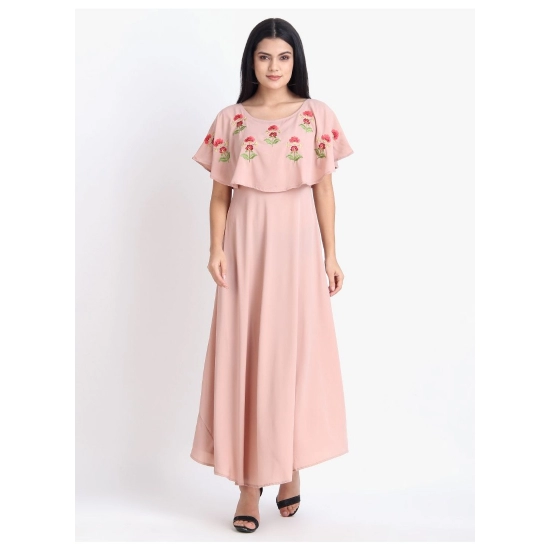 Generic Women's Crepe Embroidery Pattern Sleeveless Full Length Gown(Pink) Generic Women's Crepe Embroidery Pattern Sleeveless Full Length Gown(Pink)