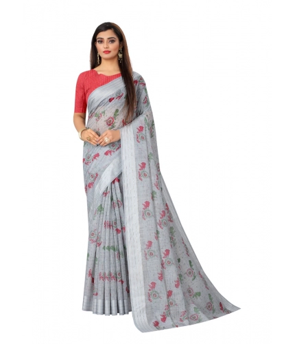 Generic Women's Cotton Saree (Grey,5-6Mtrs) Generic Women's Cotton Saree (Grey,5-6Mtrs)