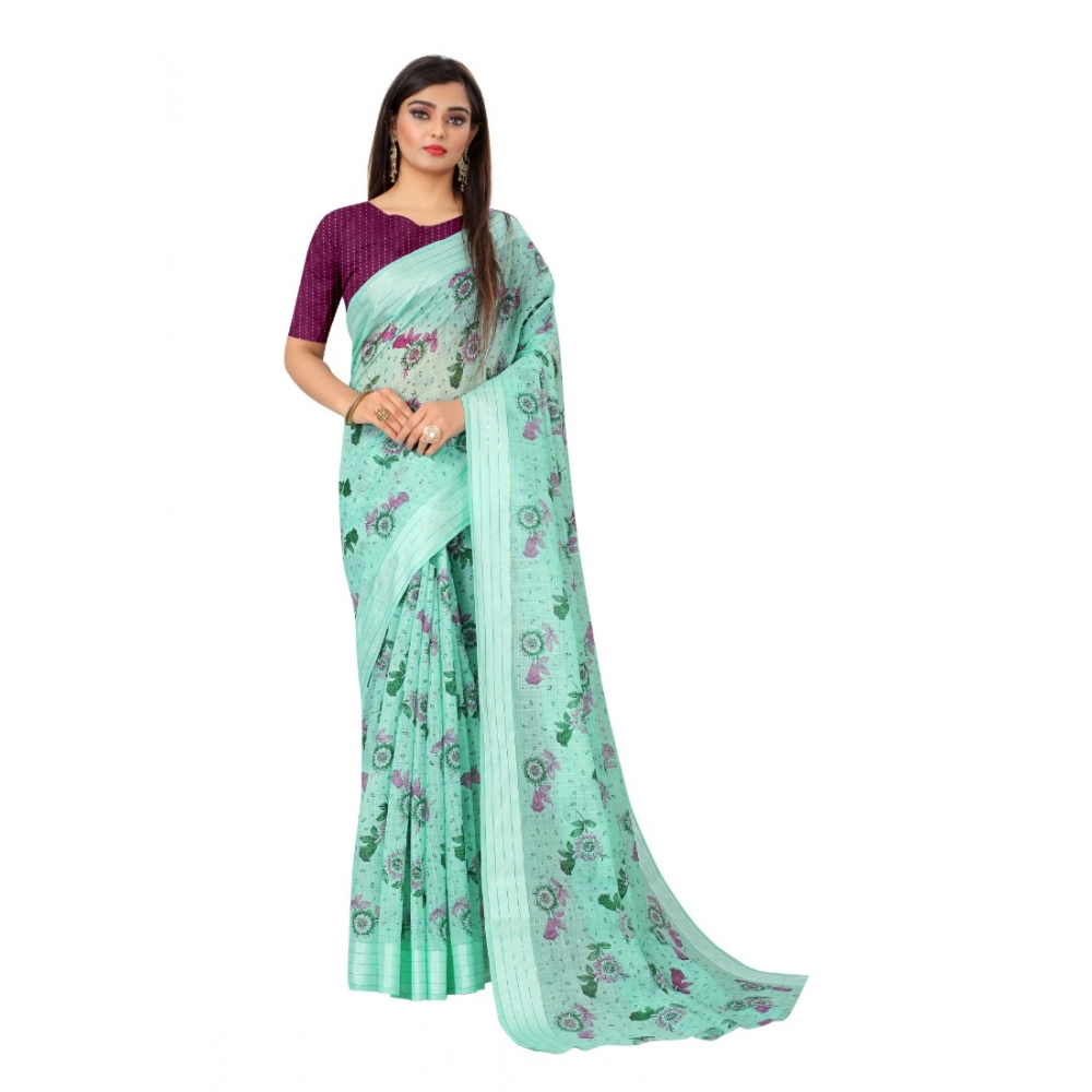 Generic Women's Cotton Saree (Cgreen,5-6Mtrs)