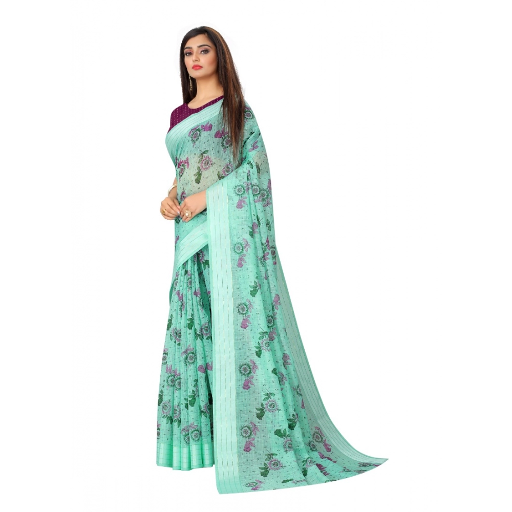 Generic Women's Cotton Saree (Cgreen,5-6Mtrs)