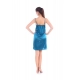 Women's Satin Short Nighty with Sleeve Less(Color: Turquoise, Neck Type: U Neck)
