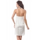 Women's Satin Short Nighty with Sleeve Less(Color: White, Neck Type: Halter Neck)
