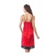 Women's Satin Short Nighty with Sleeve Less(Color: Maroon and Black, Neck Type: V Neck)