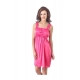 Women's Satin Short Nighty with Sleeve Less(Color: Pink, Neck Type: Square Neck)