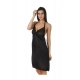 Women's Satin Short Nighty with Sleeve Less(Color: Black, Neck Type: Halter Neck)