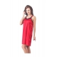 Women's Satin Short Nighty with Sleeve Less(Color: Red, Neck Type: Square Neck)