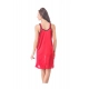 Women's Satin Short Nighty with Sleeve Less(Color: Red, Neck Type: Square Neck)