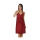 Women's Satin Short Nighty with Sleeve Less(Color: Maroon, Neck Type: Halter Neck)