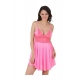 Women's Satin Babydoll Slip Sleeve Less(Color: Pink, Neck Type: V Neck)
