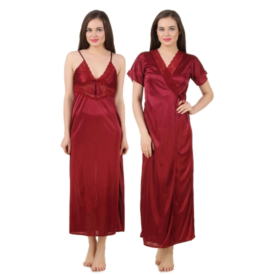 Women's Satin 2 PCs Set of Nighty And Wrap Gown with Half Sleeve(Color: Black, Neck Type: V Neck) Women's Satin 2 PCs Set of Nighty And Wrap Gown with Half Sleeve(Color: Black, Neck Type: V Neck)