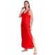 Women's Satin 2 PCs Set of Nighty And Wrap Gown with Half Sleeve(Color: Red, Neck Type: V Neck)