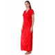 Women's Satin 2 PCs Set of Nighty And Wrap Gown with Half Sleeve(Color: Red, Neck Type: V Neck)