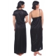 Women's Satin 2 PCs Set Of Nighty And Wrap Gown Mega Sleeve(Color: Black, Neck Type: Square Neck)