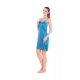 Women's Satin Short Nighty with Sleeve Less(Color: Turquoise, Neck Type: U Neck)