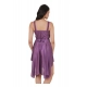 Women's Satin Short Nighty with Sleeve Less(Color: Purple, Neck Type: Square Neck)