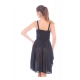 Women's Satin Short Nighty with Sleeve Less(Color: Black, Neck Type: Square Neck)