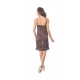 Women's Satin Short Nighty with Sleeve Less(Color: Choclate Brown, Neck Type: V Neck)