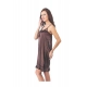Women's Satin Short Nighty with Sleeve Less(Color: Choclate Brown, Neck Type: V Neck)