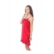 Women's Satin Short Nighty with Sleeve Less(Color: Red, Neck Type: V Neck)