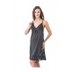 Women's Satin Short Nighty with Sleeve Less(Color: Black, Neck Type: V Neck)